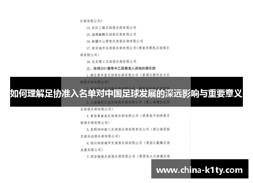 如何理解足协准入名单对中国足球发展的深远影响与重要意义